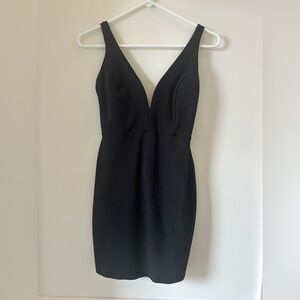 Lulu's Black Strapless V-Neck Bodycon Dress